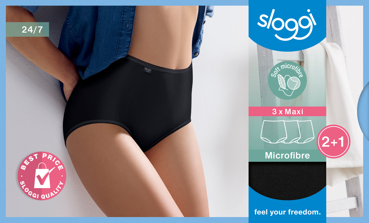 Pack 3 Sloggi 24/7 Microfibre Maxi Briefs